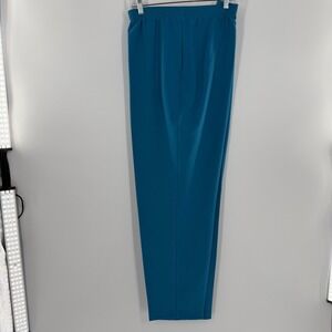 Alison Daley Womens Teal Blue Elastic Waist Straight Leg Dress Pants Size 16